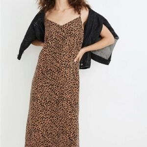 Madewell Silk Eva Slip Dress Leopard print
